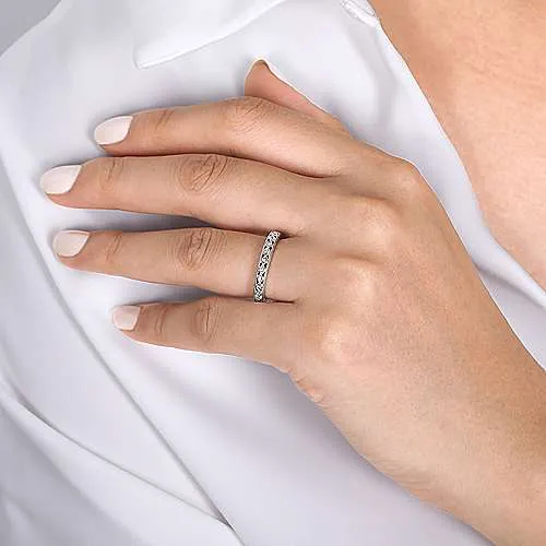 Gabriel & Co 14K White Gold Intricate Cutout Diamond Stackable Band