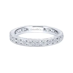 Gabriel & Co 14K White Gold Intricate Cutout Diamond Stackable Band
