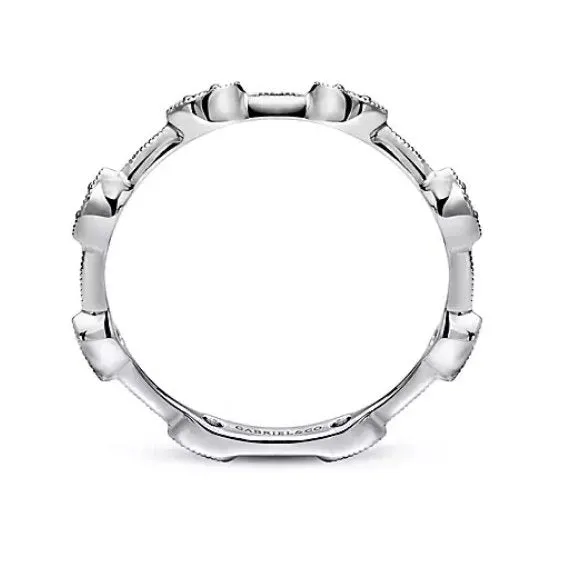 Gabriel & Co 14K White Gold Marquise Station Stackable Diamond Ring