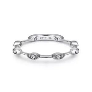 Gabriel & Co 14K White Gold Marquise Station Stackable Diamond Ring