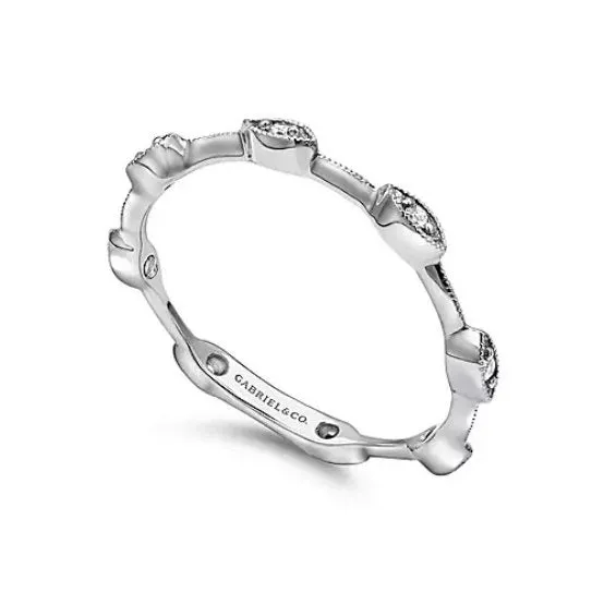 Gabriel & Co 14K White Gold Marquise Station Stackable Diamond Ring