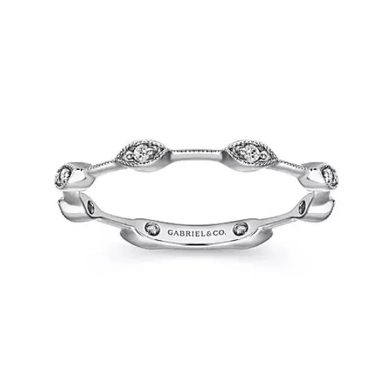 Gabriel & Co 14K White Gold Marquise Station Stackable Diamond Ring
