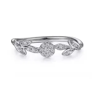 Gabriel & Co 14K (White or Rose) Gold (0.10ct) Floral Diamond Stackable Ring