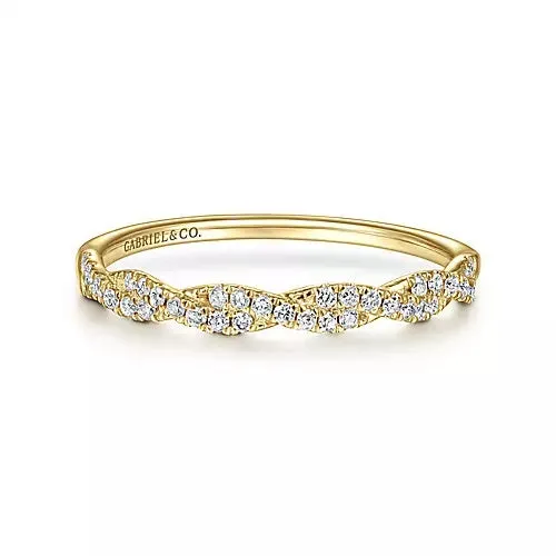 Gabriel & Co 14K Yellow, White or Rose Gold (0.10ct) Diamond Twisted Band