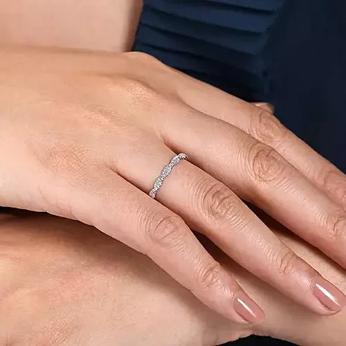 Gabriel & Co 14K Yellow, White or Rose Gold (0.10ct) Diamond Twisted Band
