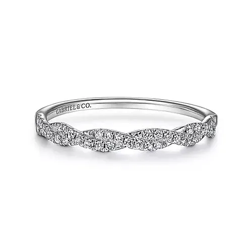 Gabriel & Co 14K Yellow, White or Rose Gold (0.10ct) Diamond Twisted Band