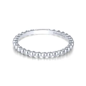 Gabriel & Co Bujukan 14K White Gold Beaded Matching Wedding Ring