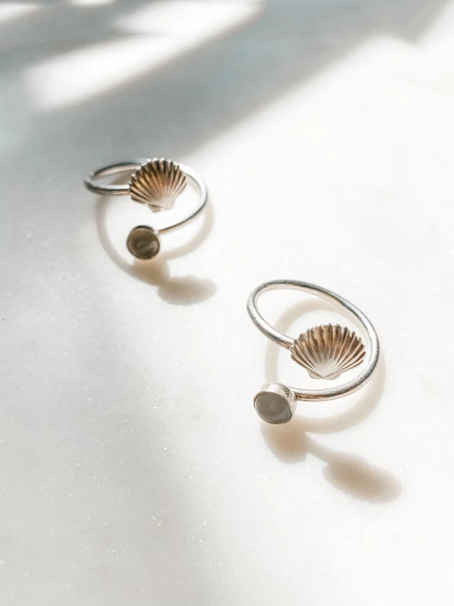 Galene - Seashell Moonstone Ring