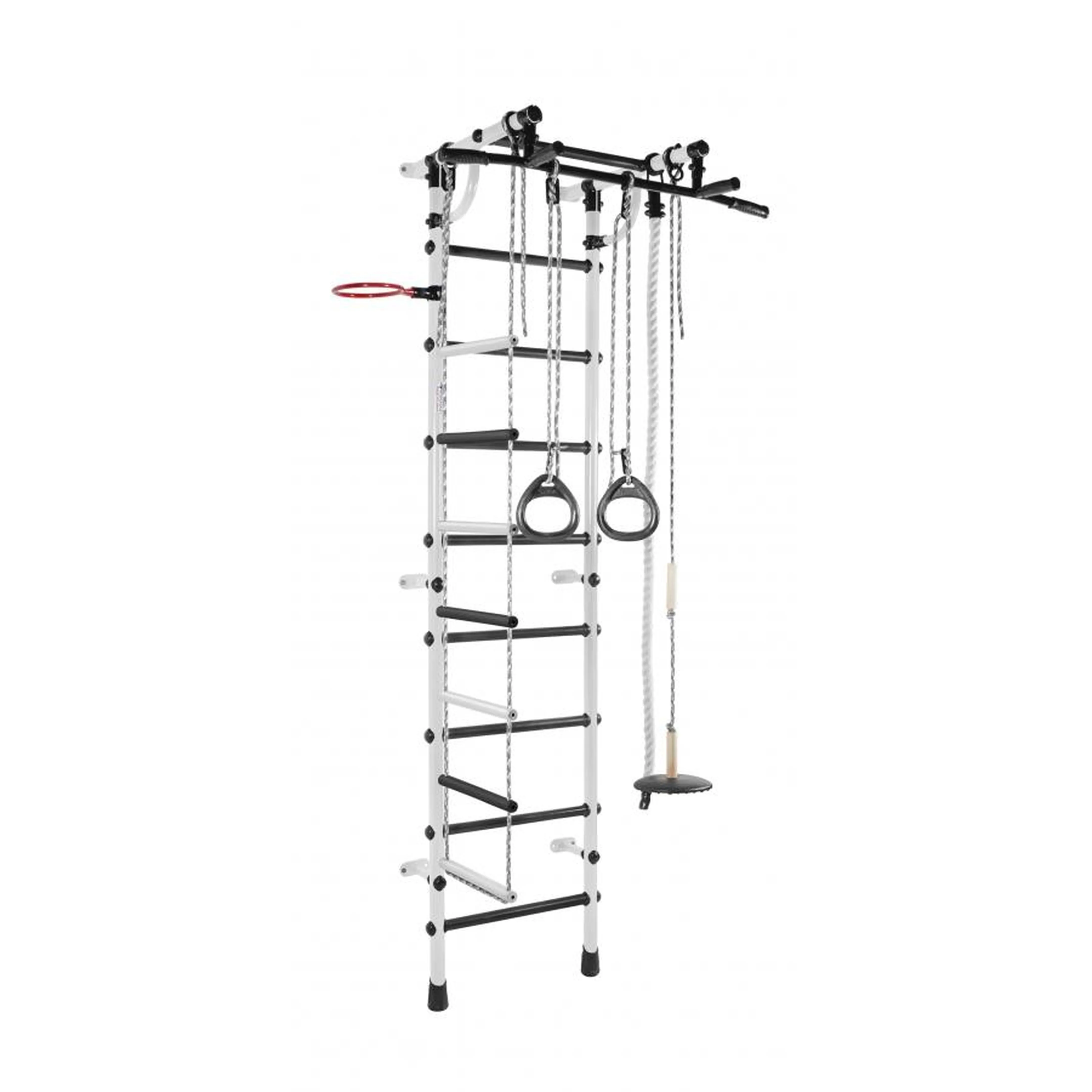 Gamma Children's Wall Gym with Stall Bars, Pull-Up Bar, Rings, Ladder, and Swing 230*64*52 cm