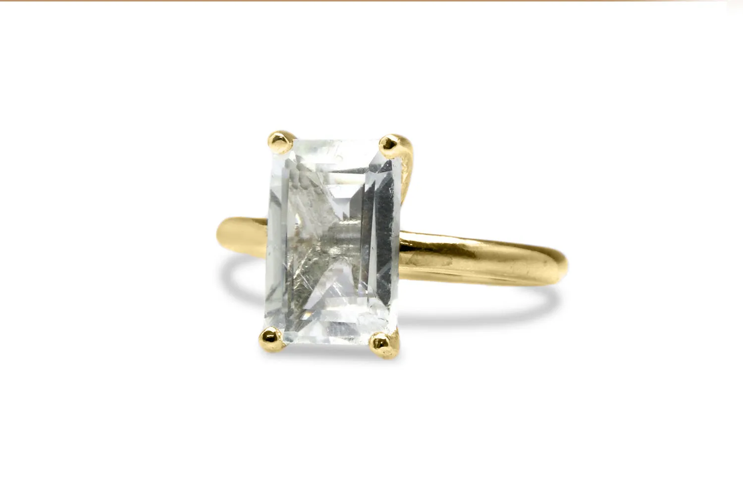 Gem Ring - 925 Sterling Silver with Crystal Quartz - Artisan and Elegant Stacking Rings, April Birthstone Rings, Engagement Rings for Women