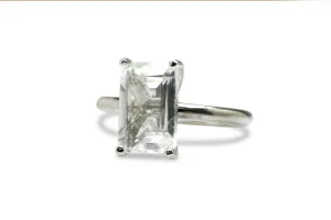Gem Ring - 925 Sterling Silver with Crystal Quartz - Artisan and Elegant Stacking Rings, April Birthstone Rings, Engagement Rings for Women