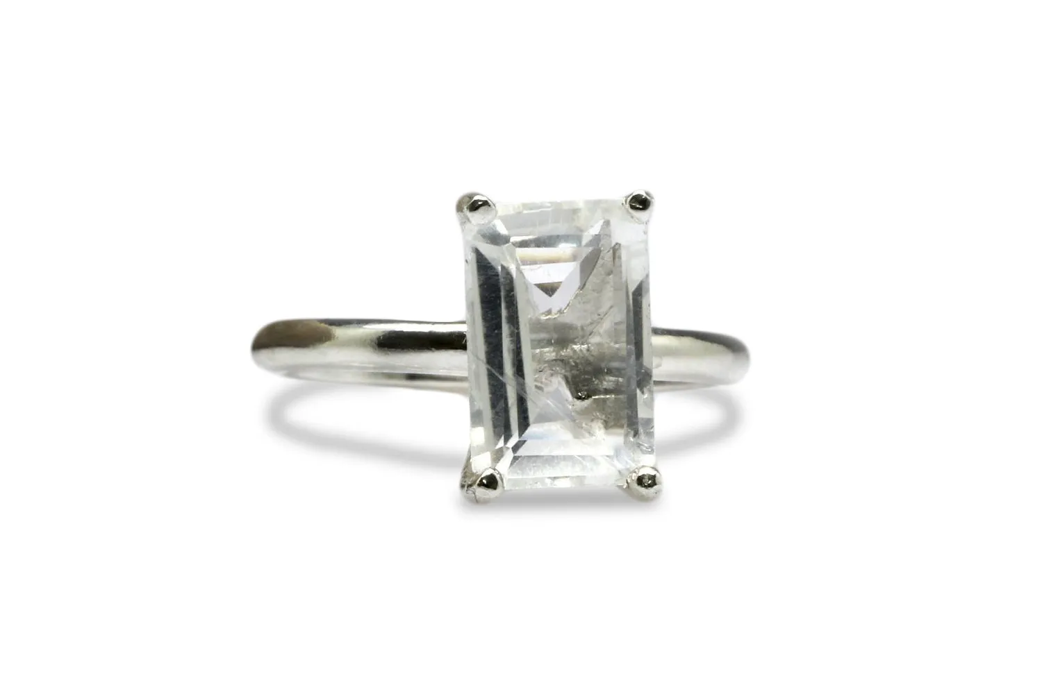 Gem Ring - 925 Sterling Silver with Crystal Quartz - Artisan and Elegant Stacking Rings, April Birthstone Rings, Engagement Rings for Women