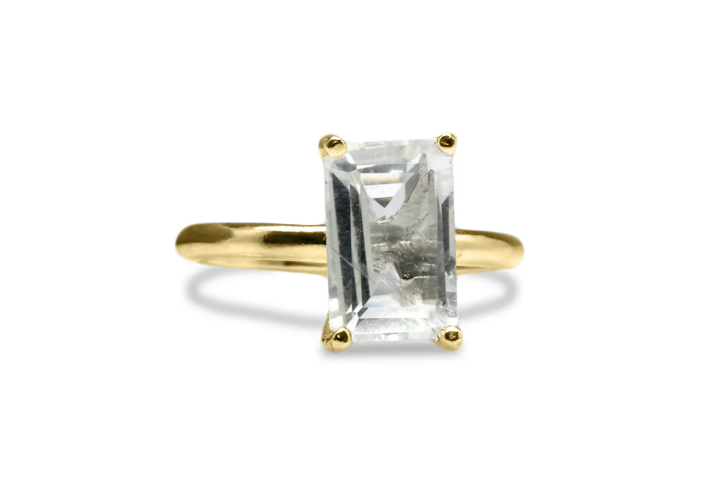 Gem Ring - 925 Sterling Silver with Crystal Quartz - Artisan and Elegant Stacking Rings, April Birthstone Rings, Engagement Rings for Women
