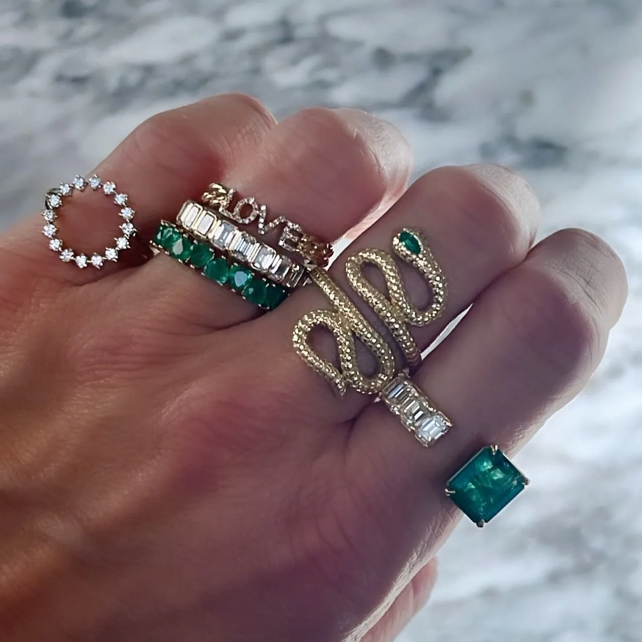 Gemstone Heart Eternity Band Ring