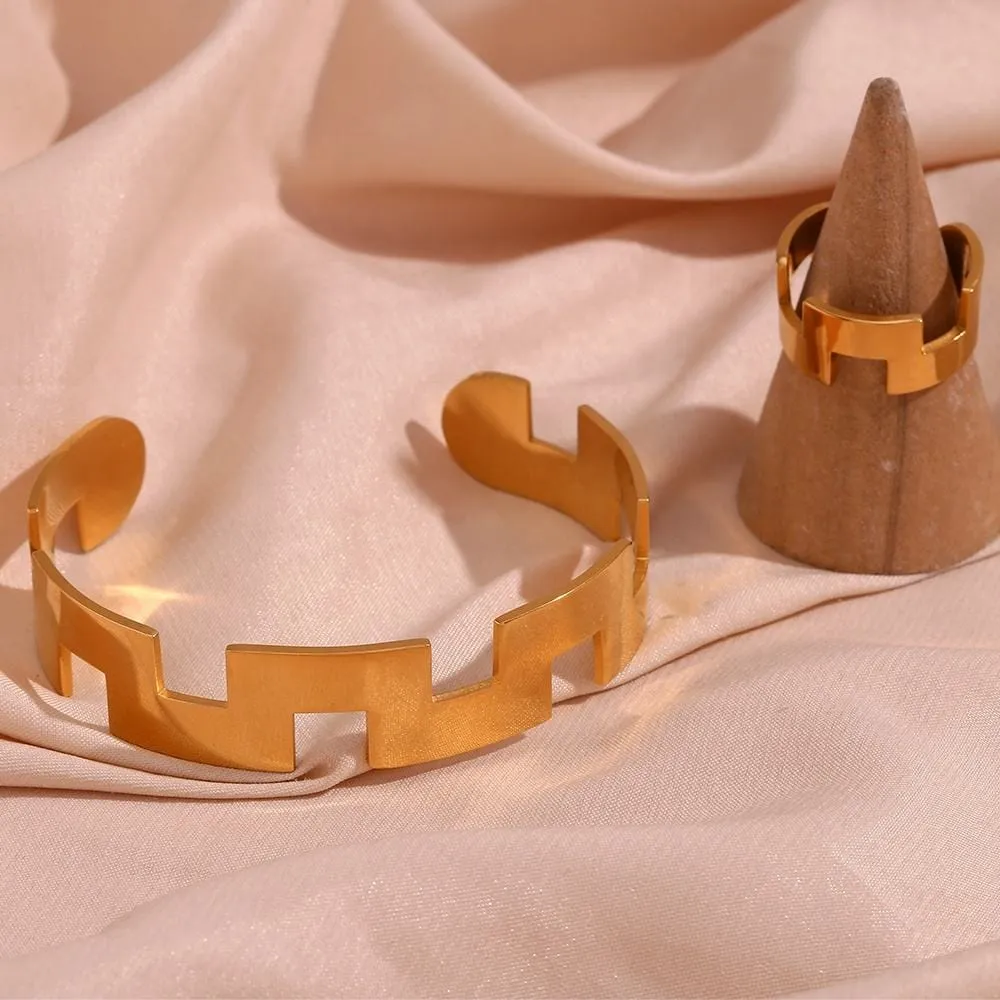 Geometric Minimalist Adjustable Ring