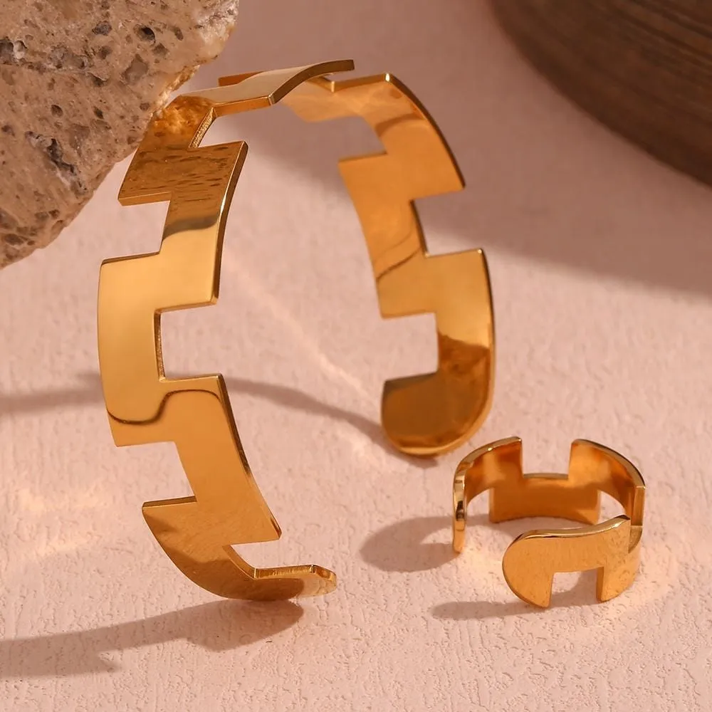 Geometric Minimalist Adjustable Ring