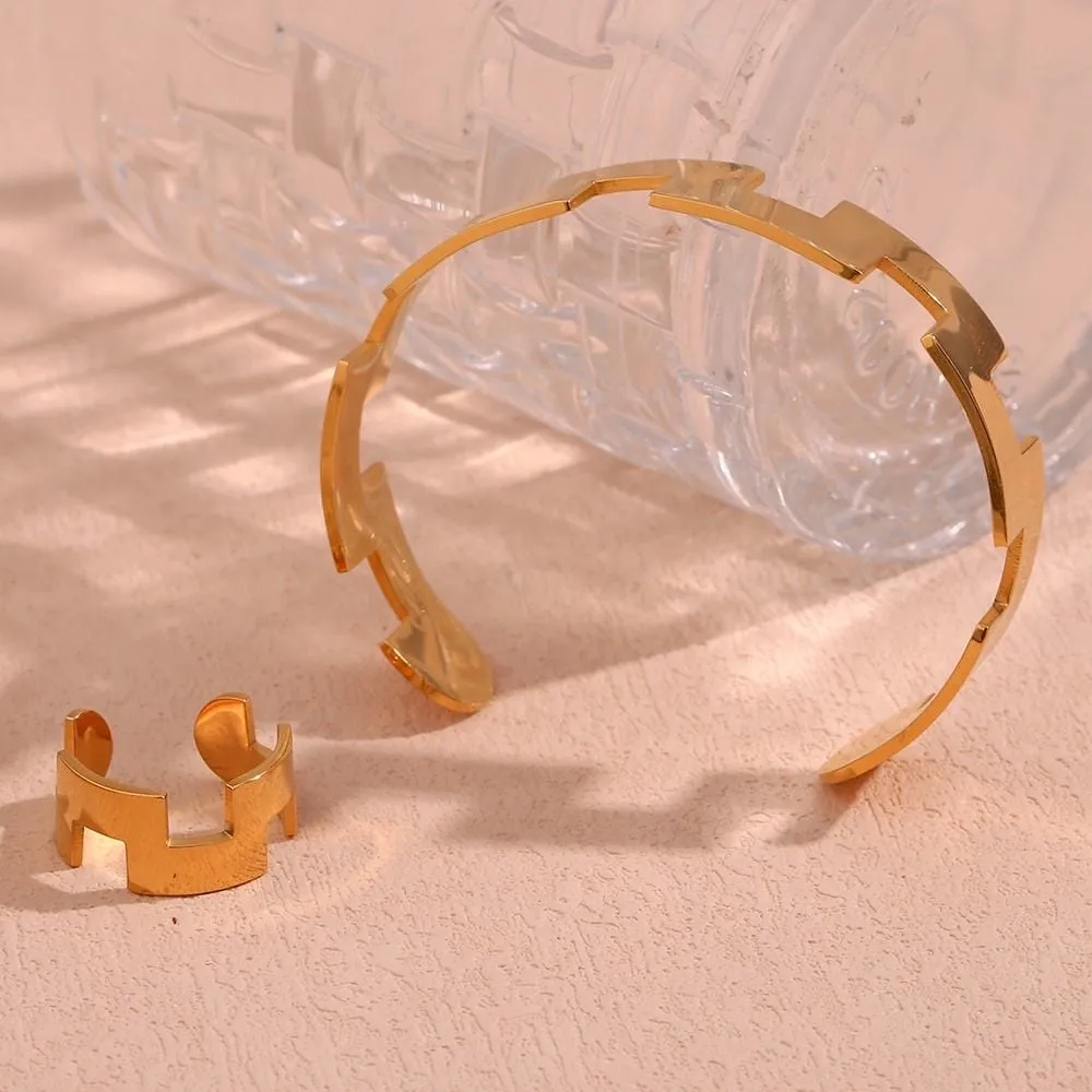 Geometric Minimalist Adjustable Ring