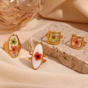 Glass Flower Rings