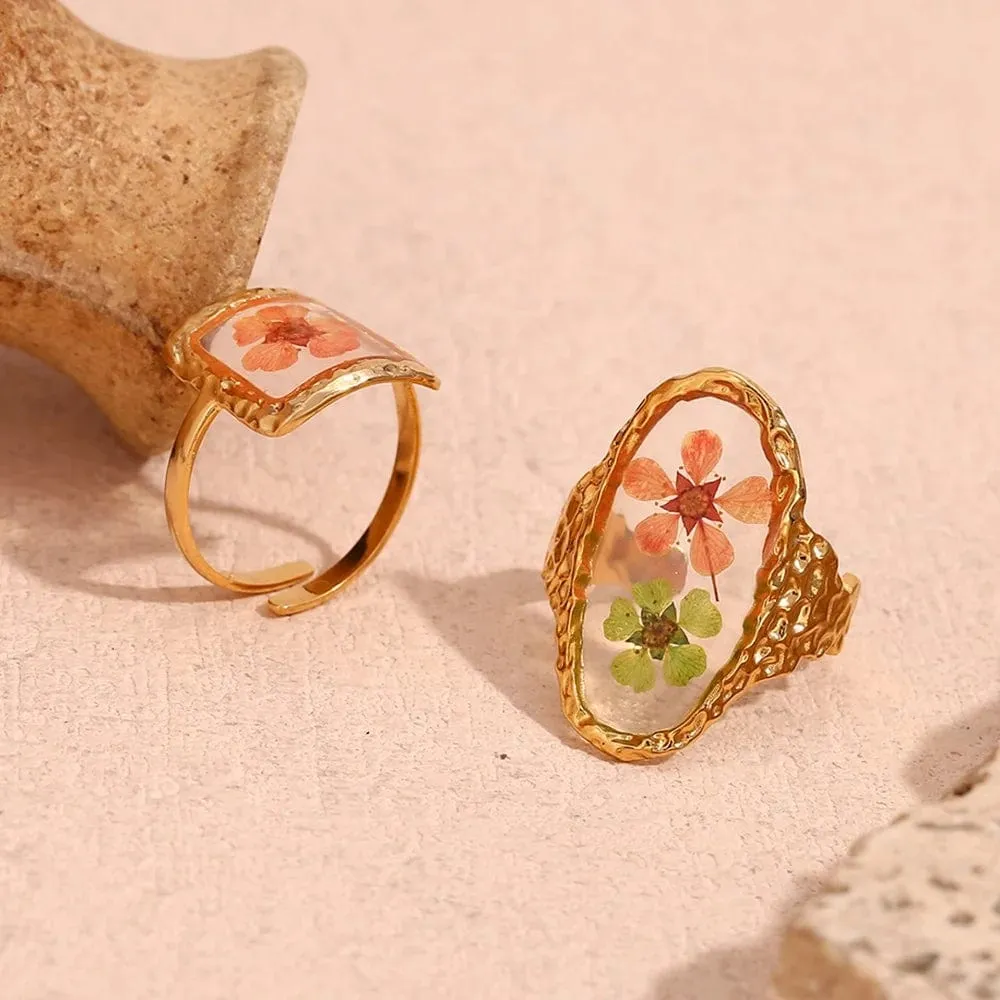 Glass Flower Rings