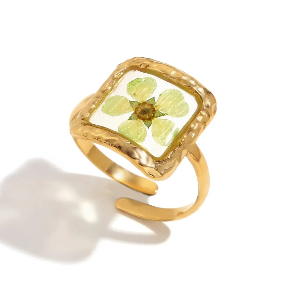 Glass Flower Rings