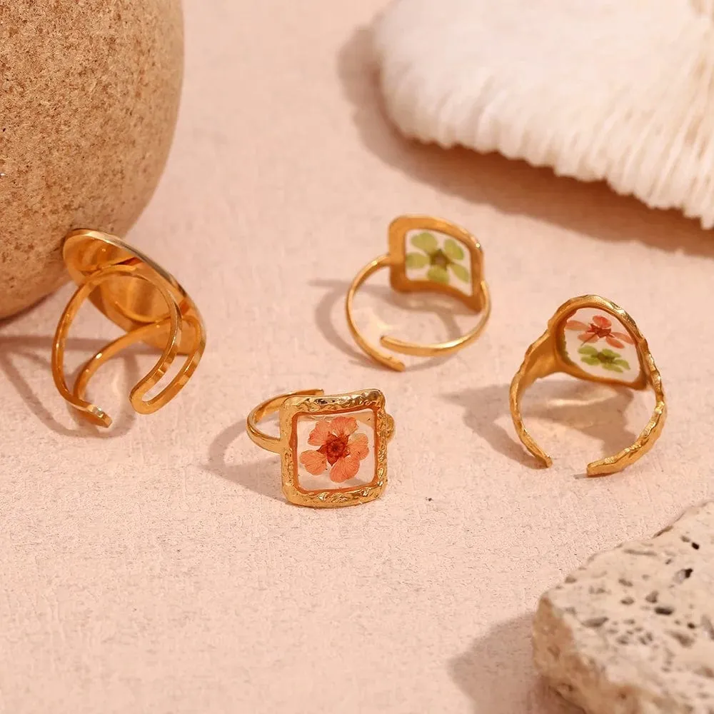 Glass Flower Rings