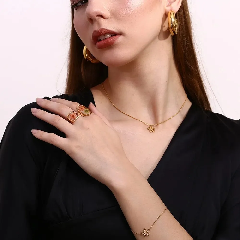 Glass Flower Rings