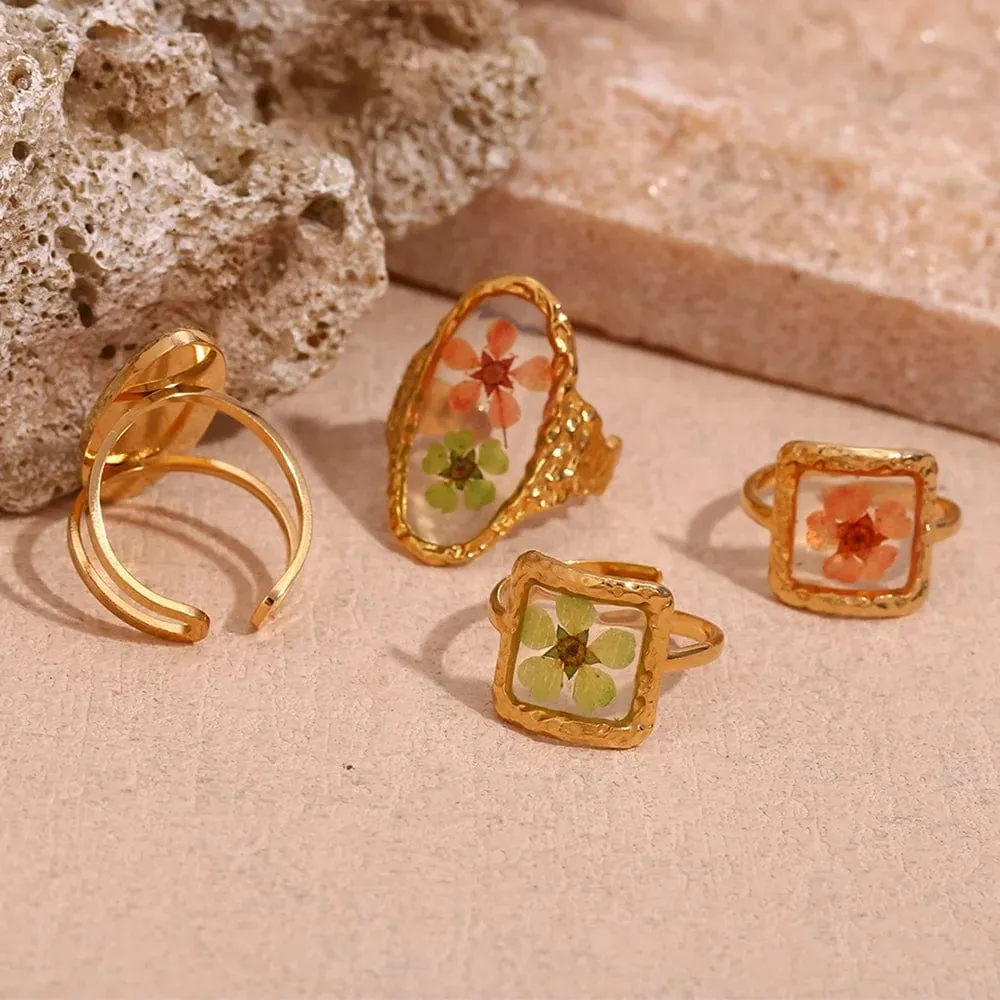 Glass Flower Rings