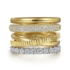 Gold & Diamond Easy Stackable Ladies Ring