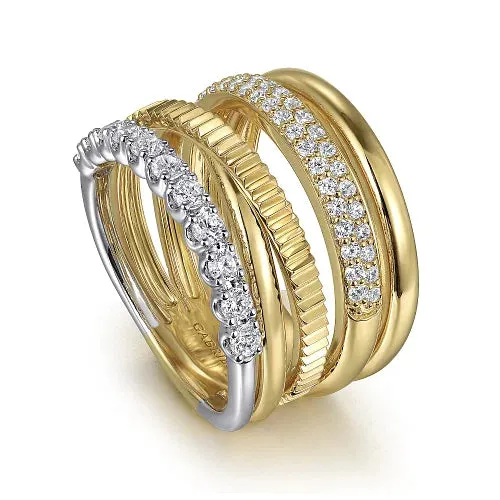 Gold & Diamond Easy Stackable Ladies Ring