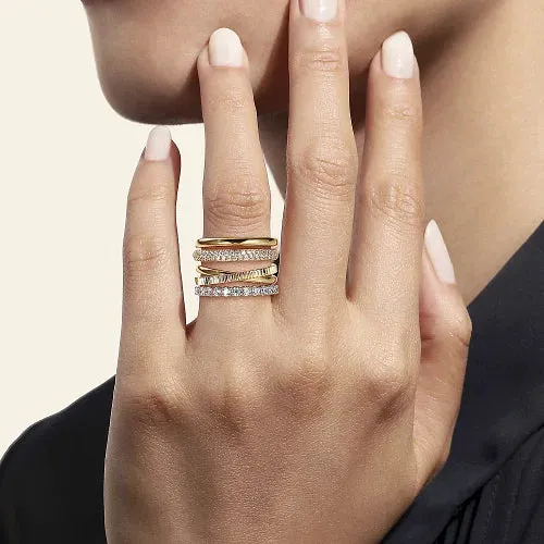 Gold & Diamond Easy Stackable Ladies Ring