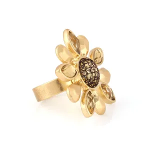 GOLD CRYSTAL FLOWER RINGS #248GD5101 (10F3/8F5/4B3)