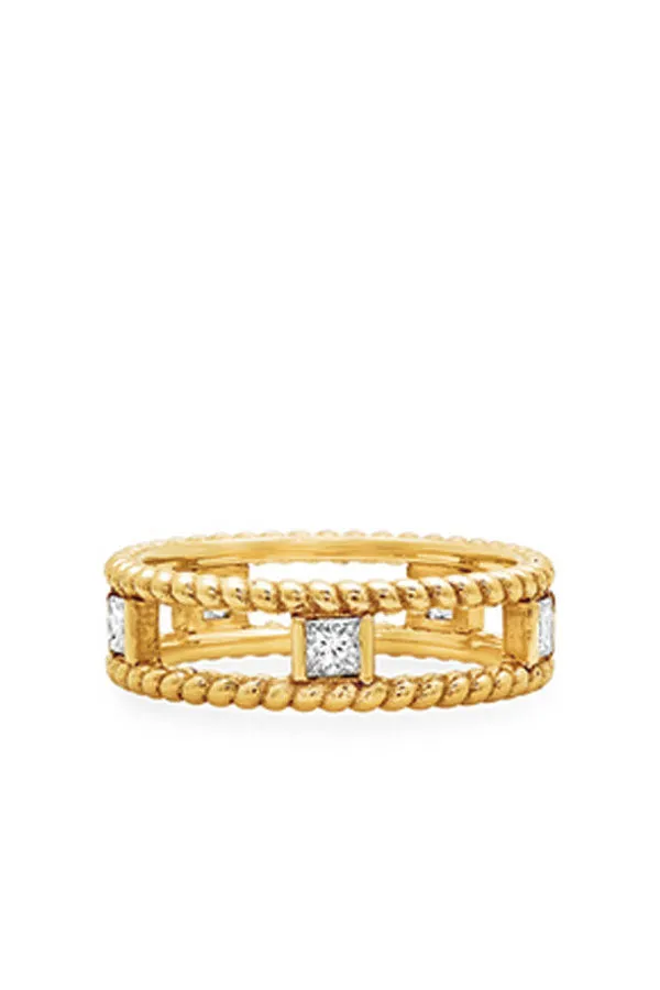 Gold Double Twist Ring with Diamonds