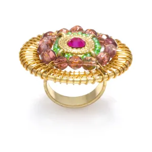 GOLD MULTI COLOR BEADS RINGS #235MT5101 (1C15)