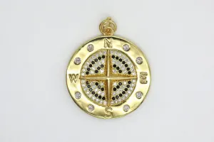 Gold Pave Compass Charm
