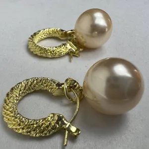 Gold Pearl Drop Earrings