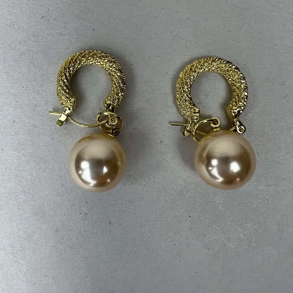 Gold Pearl Drop Earrings