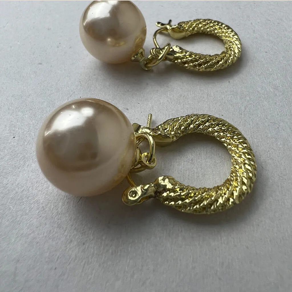 Gold Pearl Drop Earrings