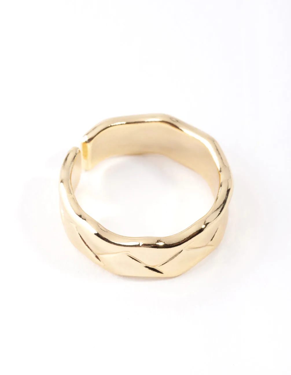 Gold Plated Geometric Molten Adjustable Ring