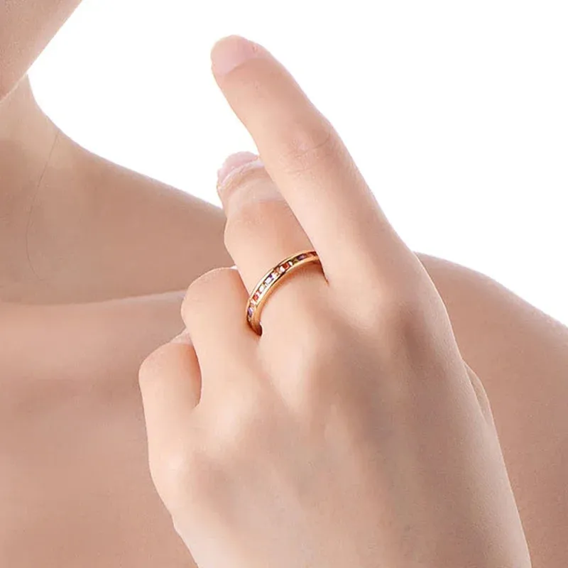Gold Silver Multicolor Crystal Rings Turquoise Engagement Wedding Promise Ring Party Jewelry Gifts