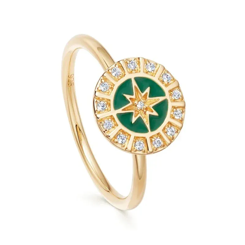 Gold Silver Multicolor Crystal Rings Turquoise Engagement Wedding Promise Ring Party Jewelry Gifts