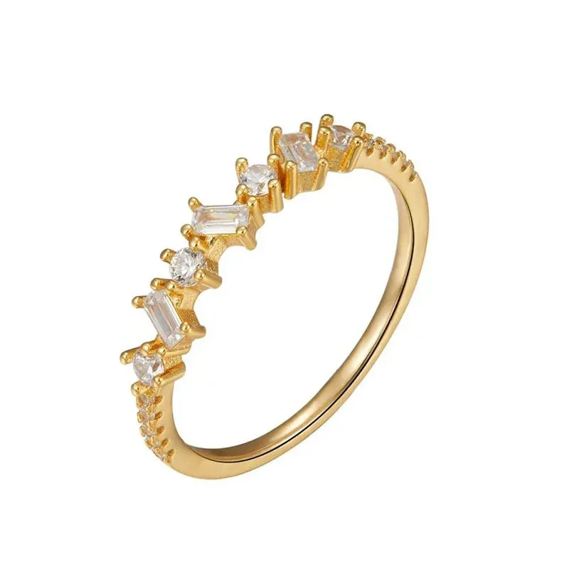 Gold Silver Multicolor Crystal Rings Turquoise Engagement Wedding Promise Ring Party Jewelry Gifts