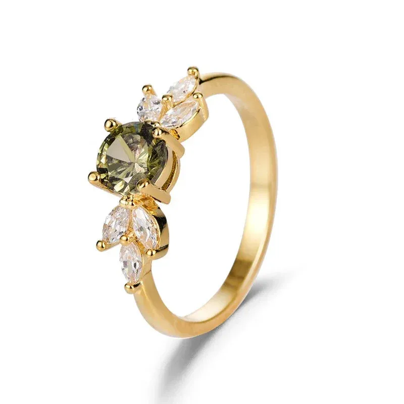 Gold Silver Multicolor Crystal Rings Turquoise Engagement Wedding Promise Ring Party Jewelry Gifts