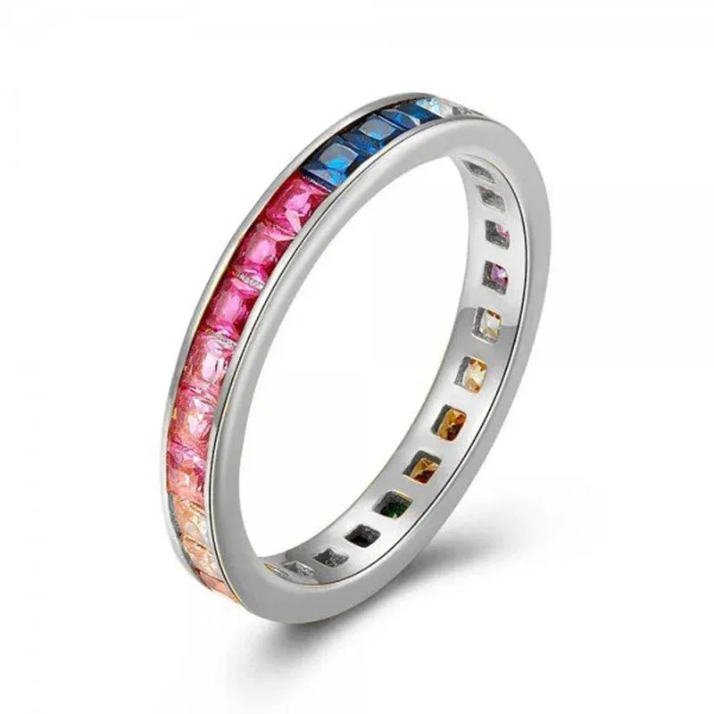 Gold Silver Multicolor Crystal Rings Turquoise Engagement Wedding Promise Ring Party Jewelry Gifts