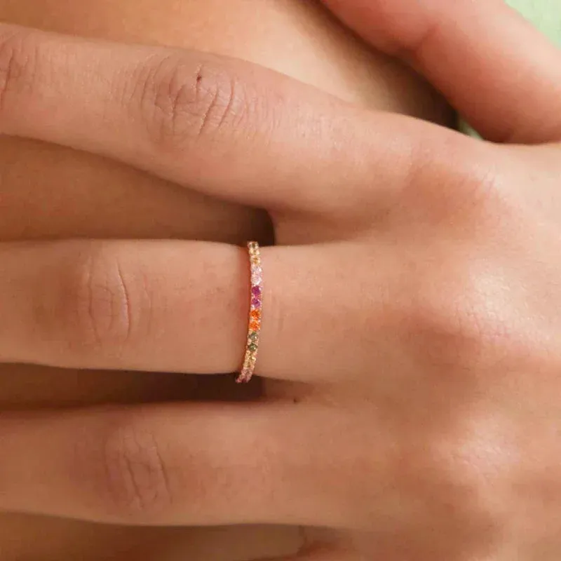 Gold Silver Multicolor Crystal Rings Turquoise Engagement Wedding Promise Ring Party Jewelry Gifts