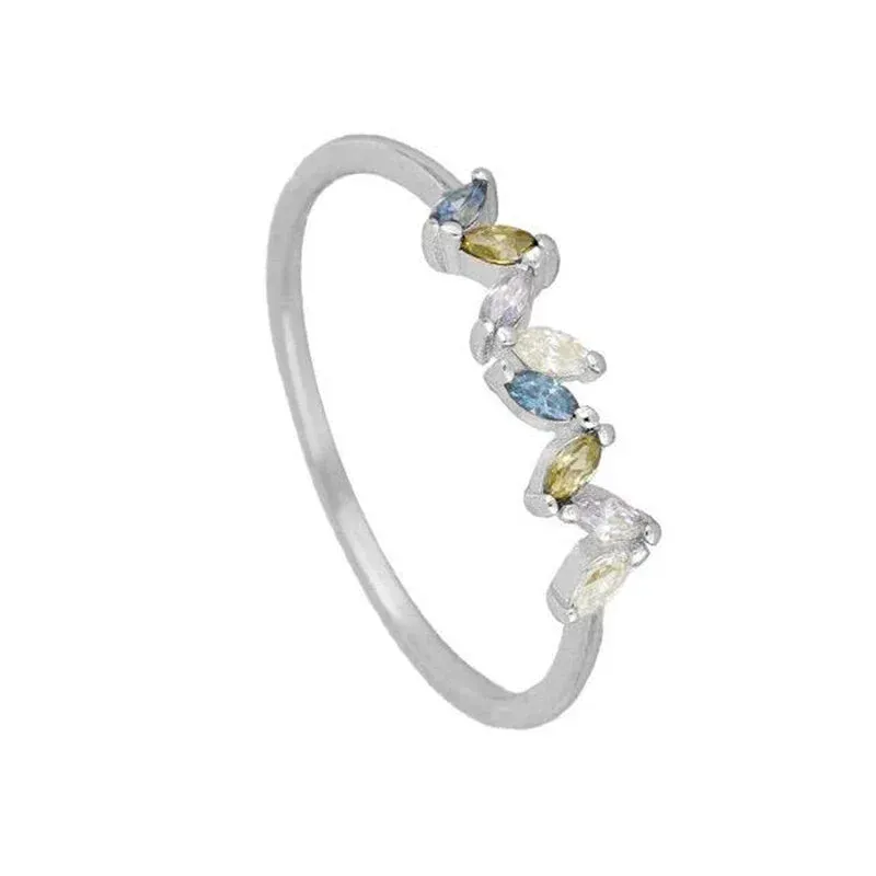 Gold Silver Multicolor Crystal Rings Turquoise Engagement Wedding Promise Ring Party Jewelry Gifts