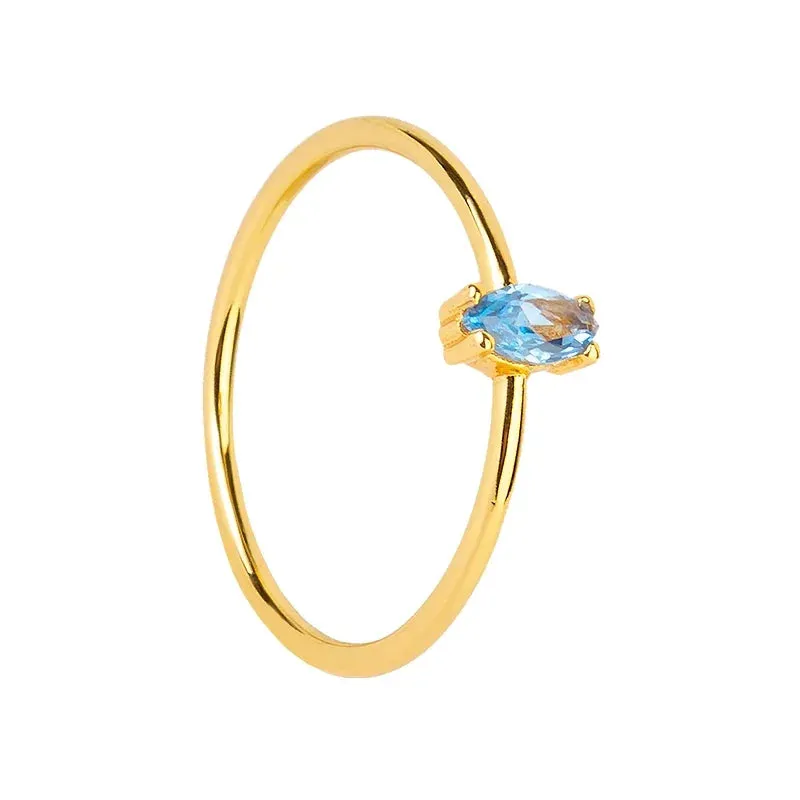 Gold Silver Multicolor Crystal Rings Turquoise Engagement Wedding Promise Ring Party Jewelry Gifts