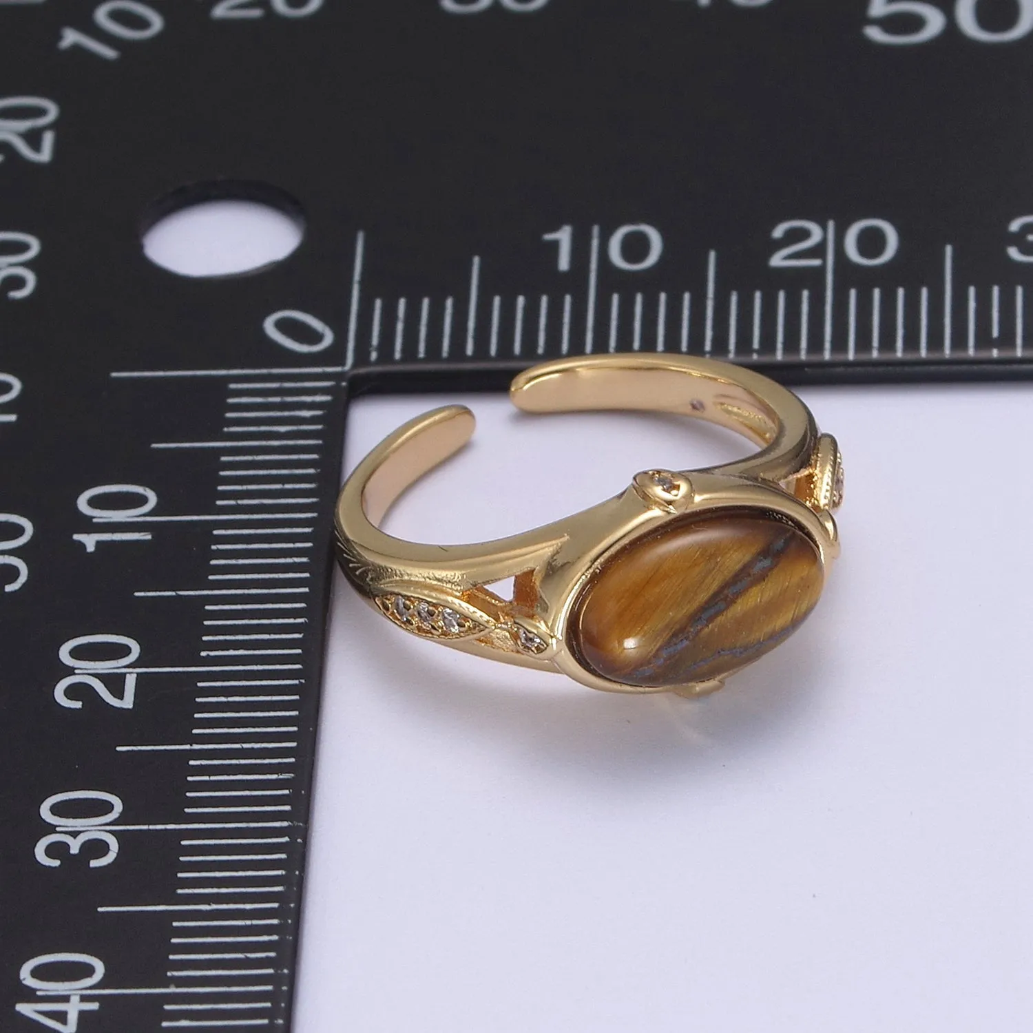 Gold Tiger Eye Rings | Oval Gemstone Signet Ring | Gold Gem Stone Rings | Chunky Gold Statement Ring U-373