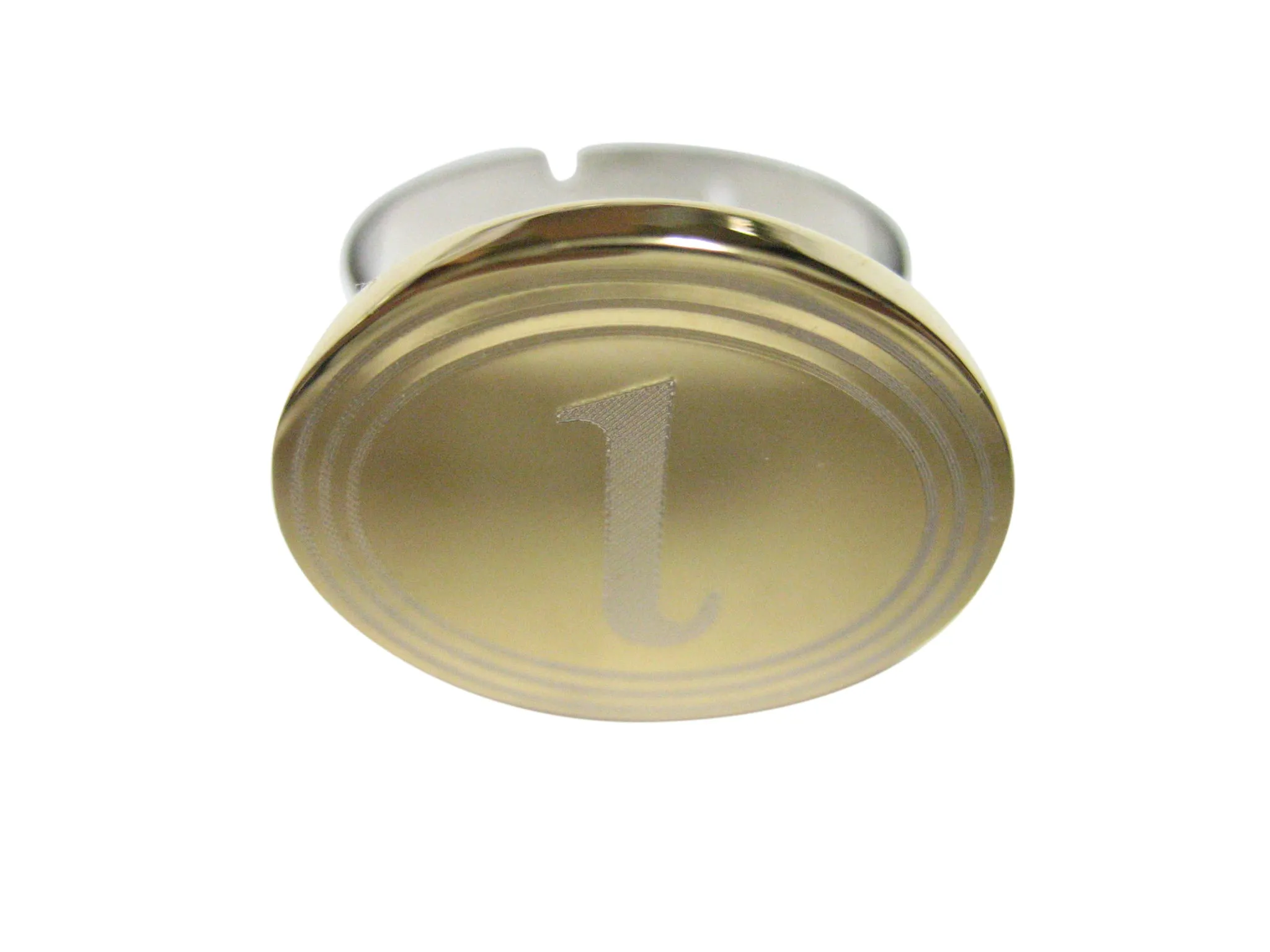 Gold Toned Etched Oval Greek Letter iota Adjustable Size Fashion Ring