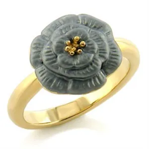 Gold White Metal Ring with Top Grade Crystal - Light Smoked Finish