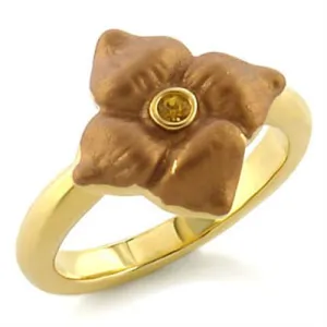 Gold White Metal Ring with Topaz Crystal - Backordered, 4-7 Day Shipping Lead Time